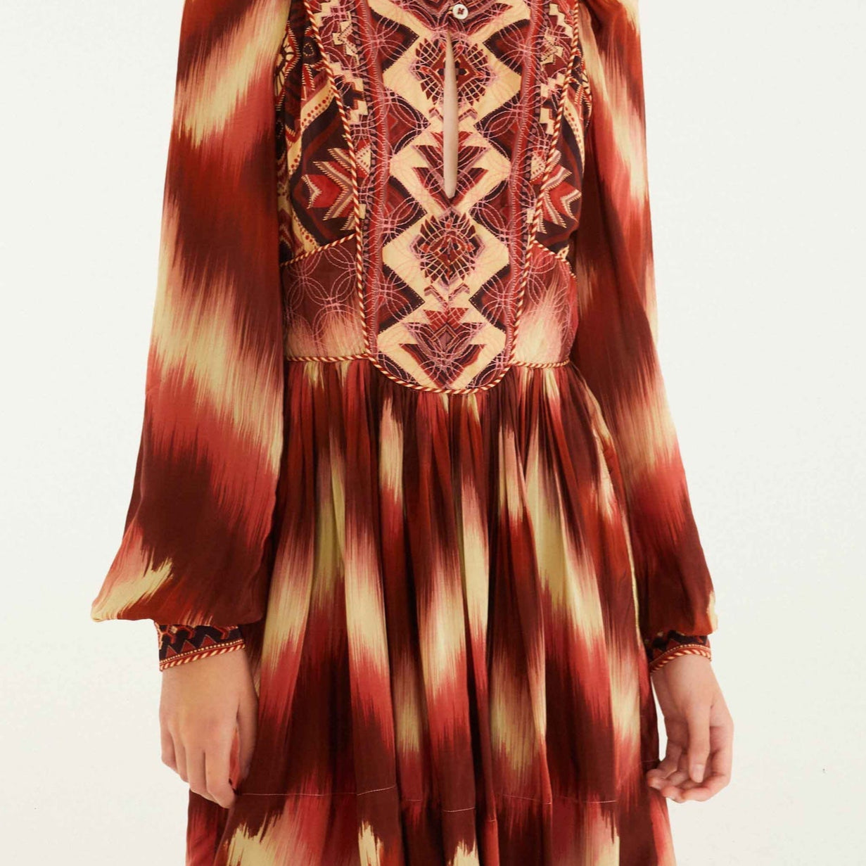 FARM Rio Red Amanda Stripes Tapestry Quilted Mini Dress