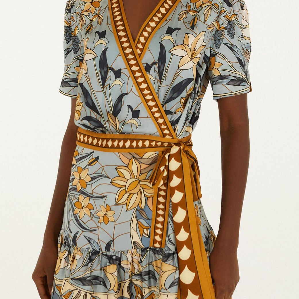 FARM Rio Stained Glass Beauty Wrap Mini Dress