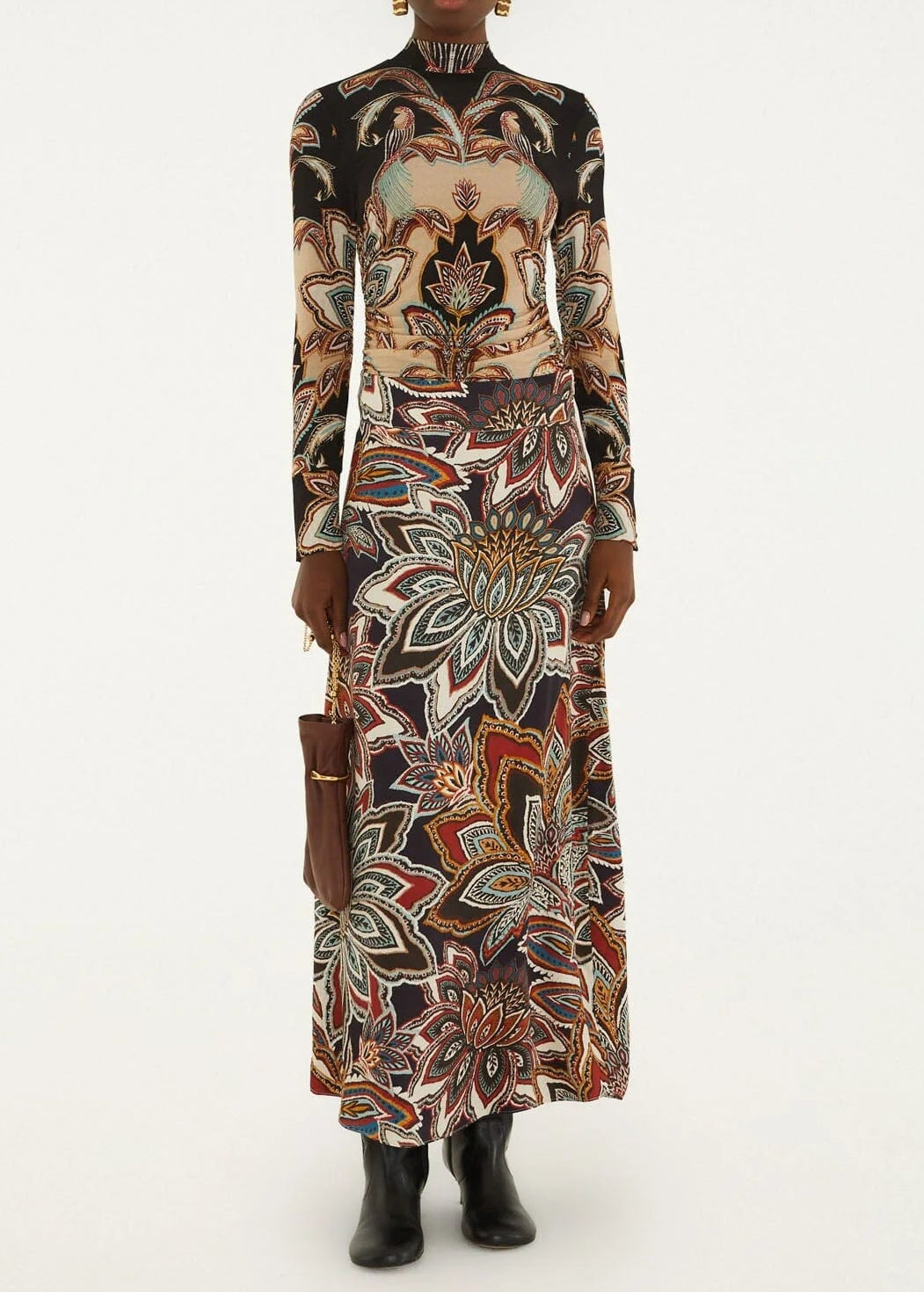 FARM Rio Tapestry Flowers Beige Maxi Skirt | Tapestry Flowers Beige