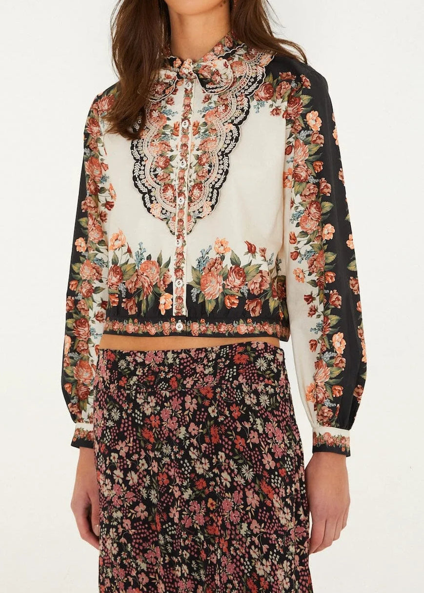 FARM Rio Winter Floral Cream Long Sleeve Shirt