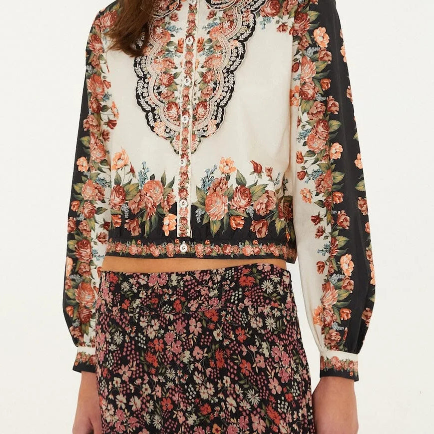 FARM Rio Winter Floral Cream Long Sleeve Shirt