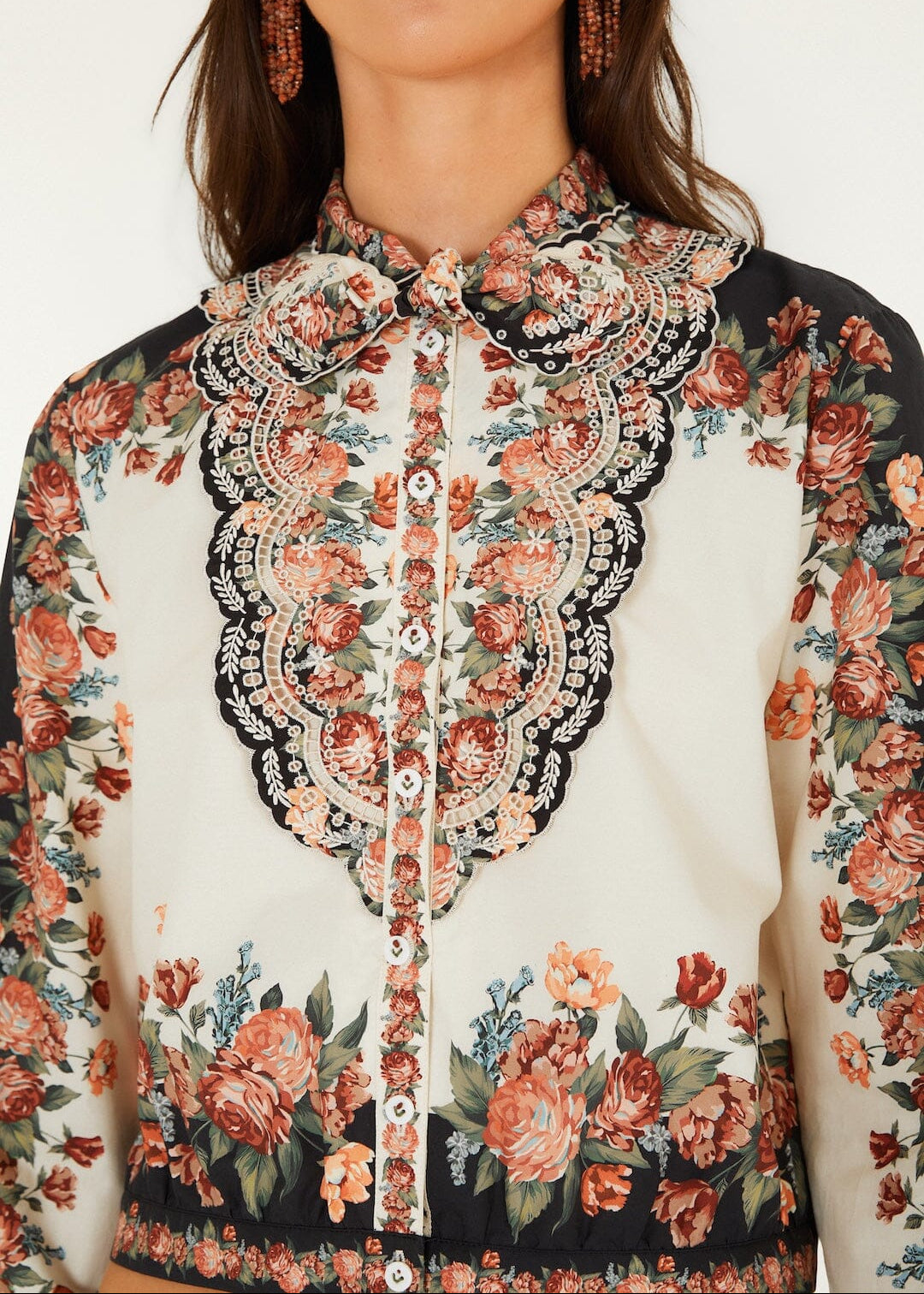 FARM Rio Winter Floral Cream Long Sleeve Shirt