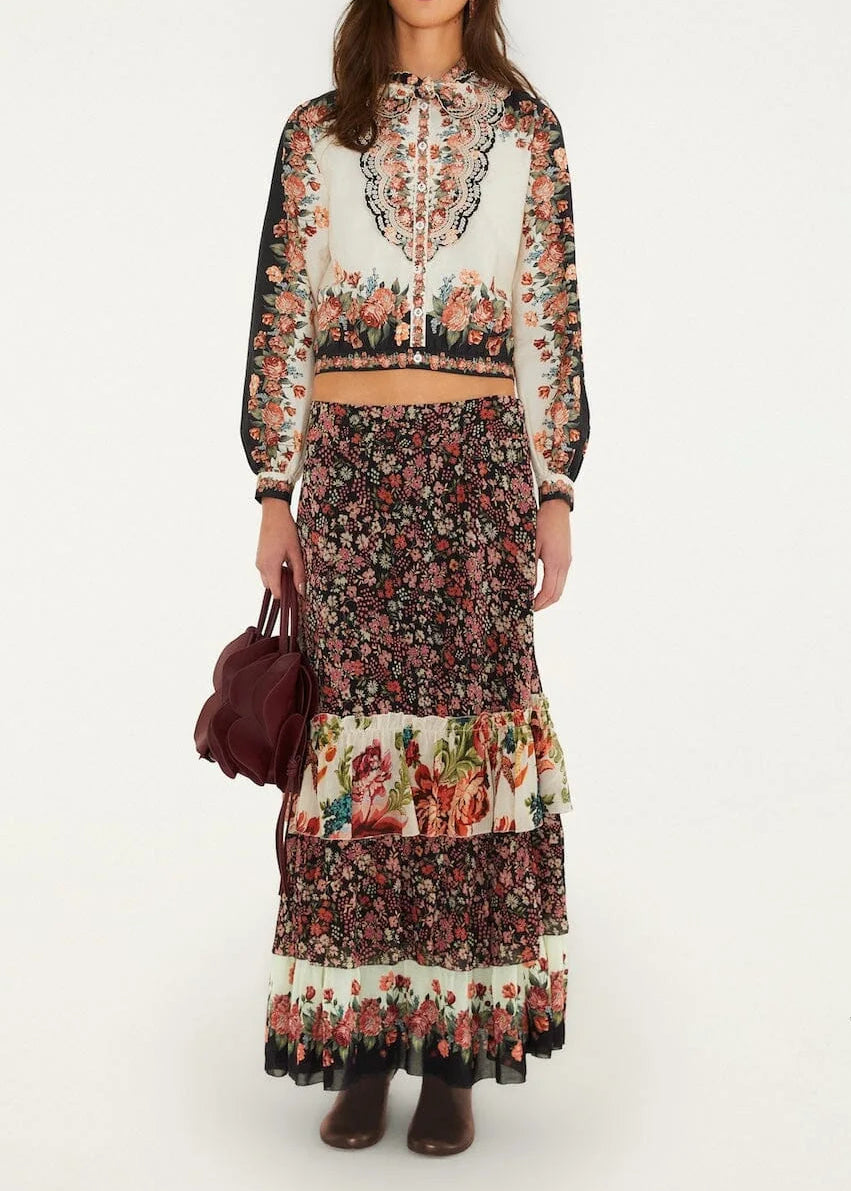 FARM Rio Winter Floral Cream Long Sleeve Shirt