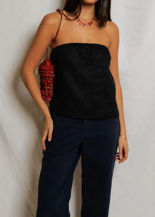 Perfect White Tee Gianna Linen Tube Top | True Black