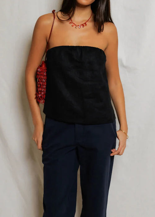 Perfect White Tee Gianna Linen Tube Top | True Black