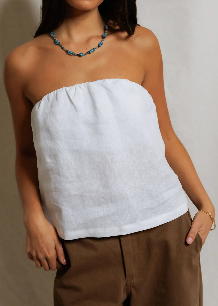 Perfect White Tee Gianna Linen Tube Top | White