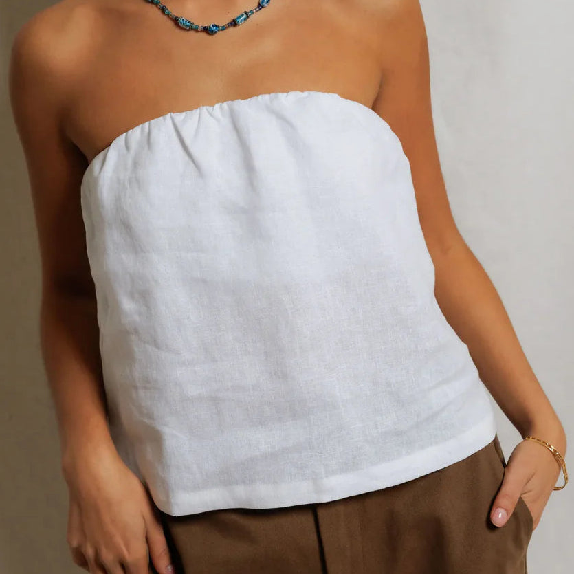 Perfect White Tee Gianna Linen Tube Top | White