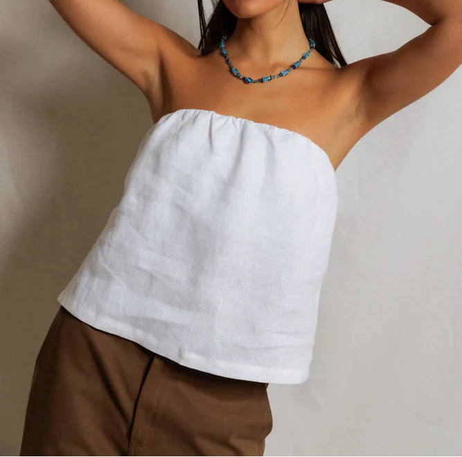 Perfect White Tee Gianna Linen Tube Top | White