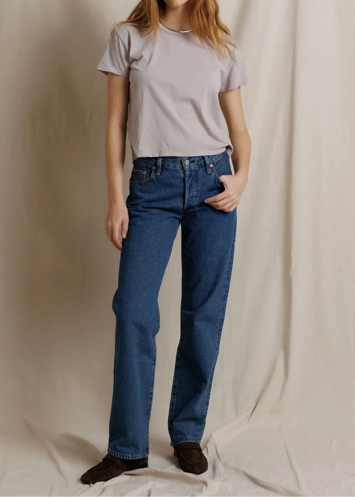 Perfect White Tee Harley Cotton Boxy Crewneck Tee | Cloud Grey
