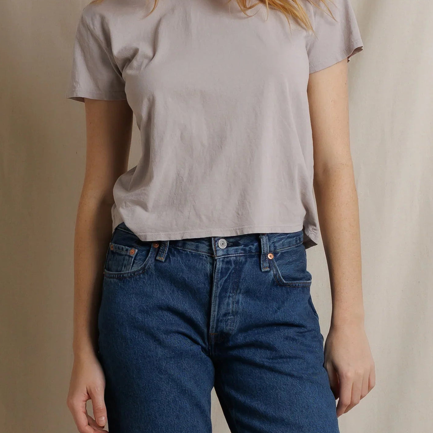 Perfect White Tee Harley Cotton Boxy Crewneck Tee | Cloud Grey