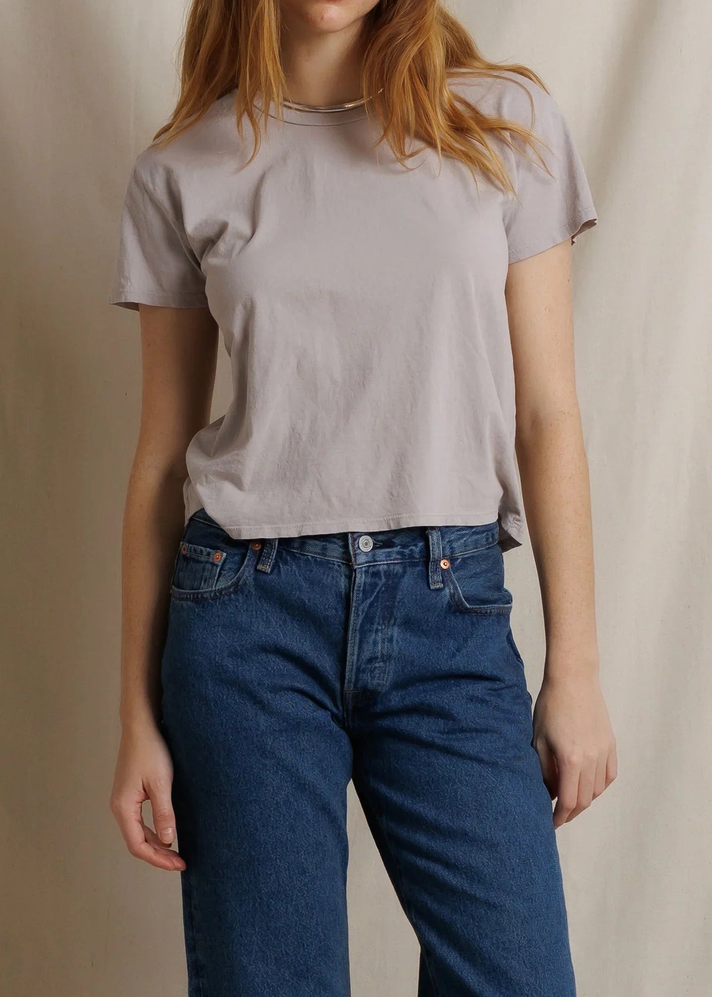 Perfect White Tee Harley Cotton Boxy Crewneck Tee | Cloud Grey