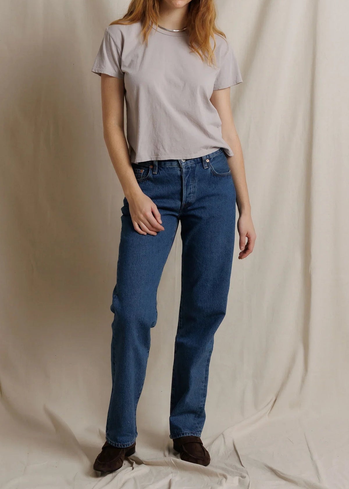 Perfect White Tee Harley Cotton Boxy Crewneck Tee | Cloud Grey