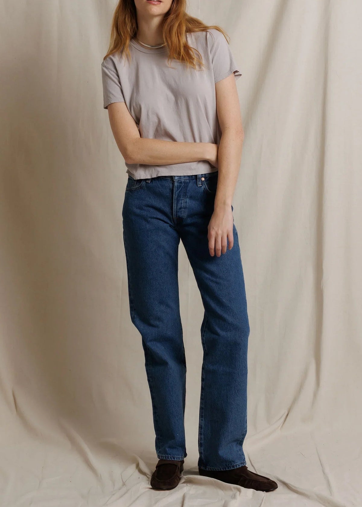 Perfect White Tee Harley Cotton Boxy Crewneck Tee | Cloud Grey