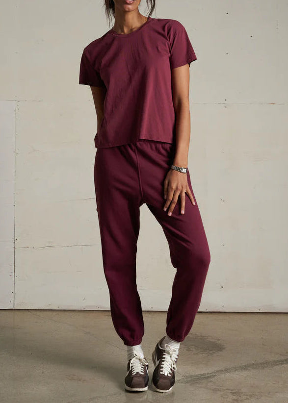 Perfect White Tee Johnny French Terry Easy Sweatpant | Dark Burgundy