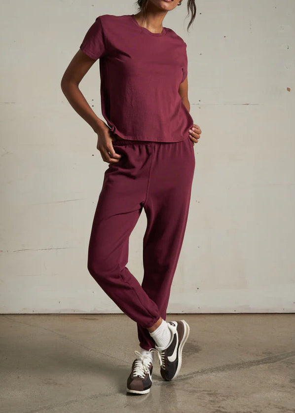 Perfect White Tee Harley Lightweight Cotton Crew Tee | Dark Burgundy