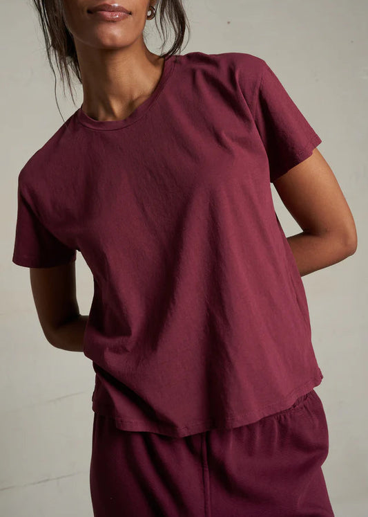 Perfect White Tee Harley Lightweight Cotton Crew Tee | Dark Burgundy