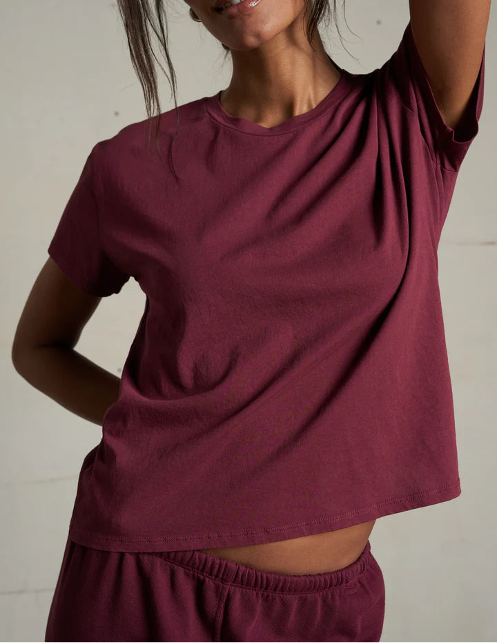 Perfect White Tee Harley Lightweight Cotton Crew Tee | Dark Burgundy