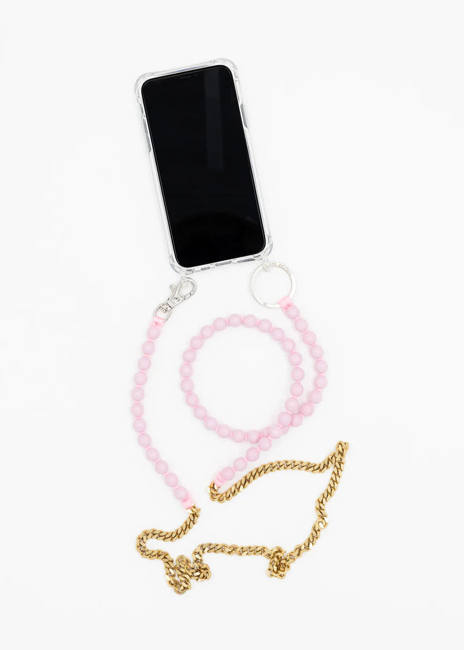 Ina Seifart Perlenpanzer Phonenecklace | Pastelrose + Brass