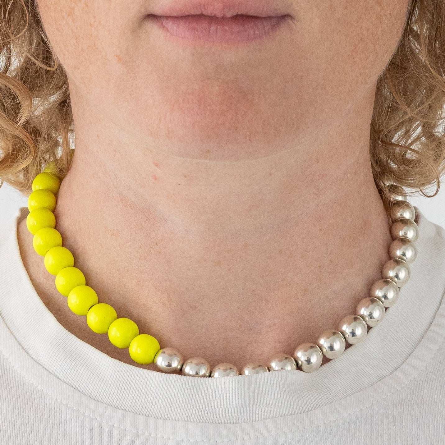 Ina Seifart Perlen Necklace | Silver / Neon Yellow