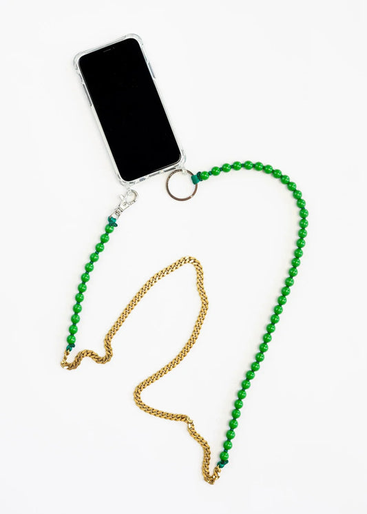 Ina Seifart Perlenpanzer Phonenecklace | Green + Brass
