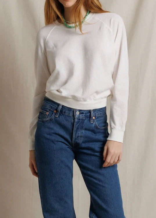 Perfect White Tee Jasper Textured Jersey Raglan Crewneck Sweatshirt | Natural