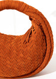 Jem Suede Small Hobo Handbag Dark Orange