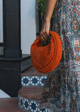 Jem Suede Small Hobo Handbag Dark Orange