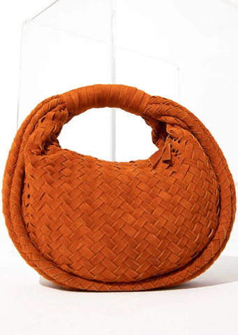 Jem Suede Small Hobo Handbag Dark Orange