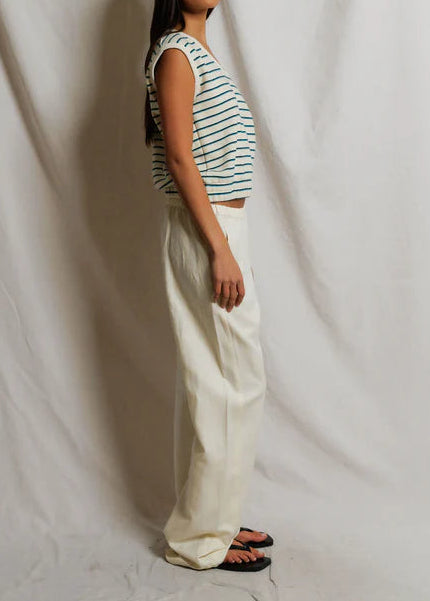 Perfect White Tee Joy Stripe French Terry Scoop Neck Stripe Tank | Teal / Navy Stripe