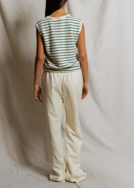 Perfect White Tee Joy Stripe French Terry Scoop Neck Stripe Tank | Teal / Navy Stripe
