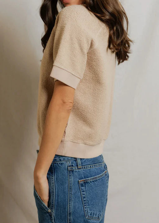 Perfect White Tee Kennedy Reverse Fleece Short Sleeve Crew Neck Sweatshirt | Driftwood