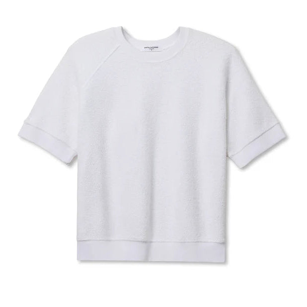 Perfect White Tee Kennedy Reverse Fleece Short Sleeve Crew Neck Sweatshirt | White