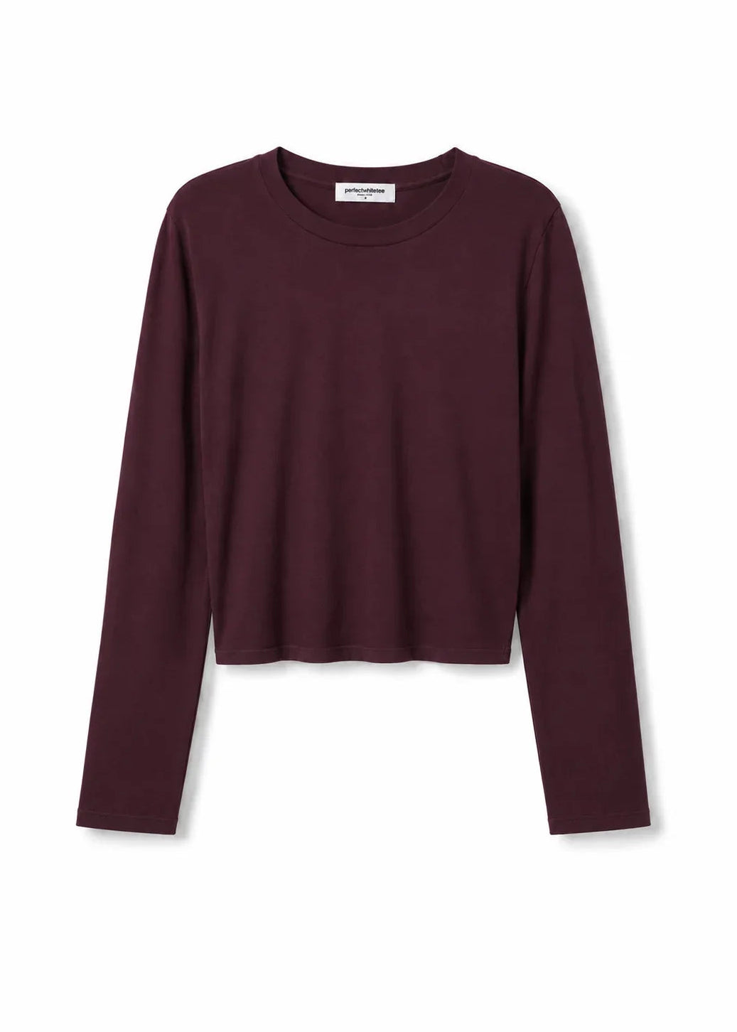 Perfect White Tee Lisa Long Sleeve Recycled Cotton Crew Tee | Cherry Lacquer