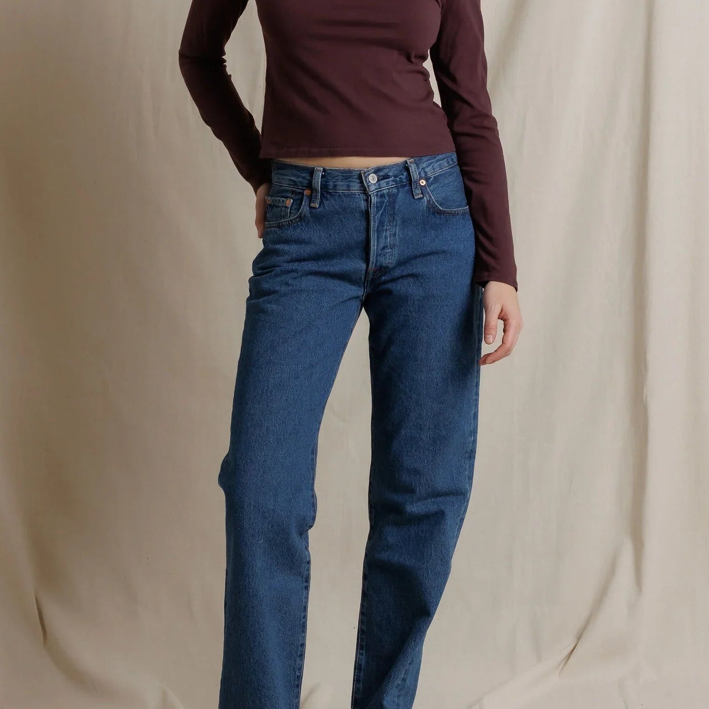 Perfect White Tee Lisa Long Sleeve Recycled Cotton Crew Tee | Cherry Lacquer