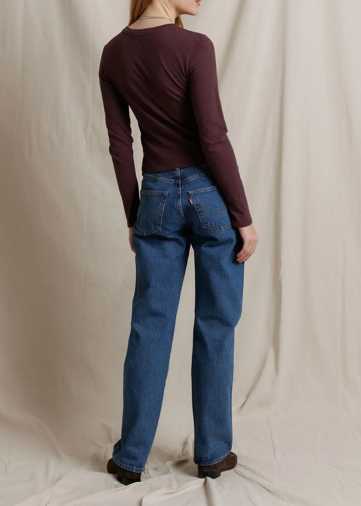Perfect White Tee Lisa Long Sleeve Recycled Cotton Crew Tee | Cherry Lacquer