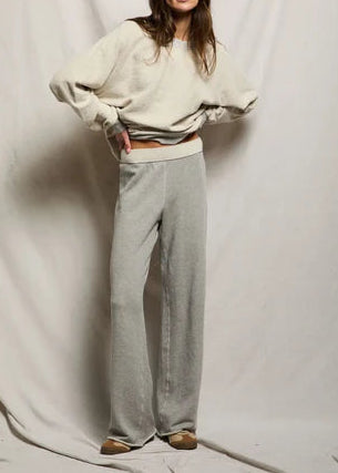 Perfect White Tee Marley Fleece Wide Leg Sweatpant | Heather Grey