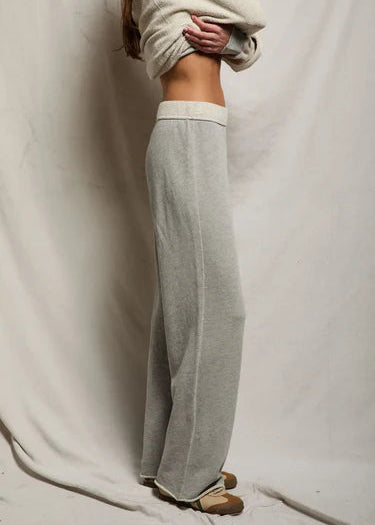 Perfect White Tee Marley Fleece Wide Leg Sweatpant | Heather Grey
