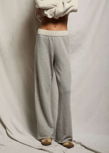 Perfect White Tee Marley Fleece Wide Leg Sweatpant | Heather Grey