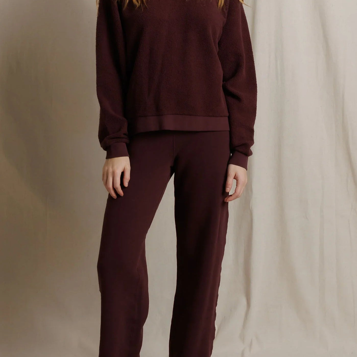 Perfect White Tee Ziggy Reverse Fleece Oversized Crew Neck Sweatshirt | Cherry Lacquer