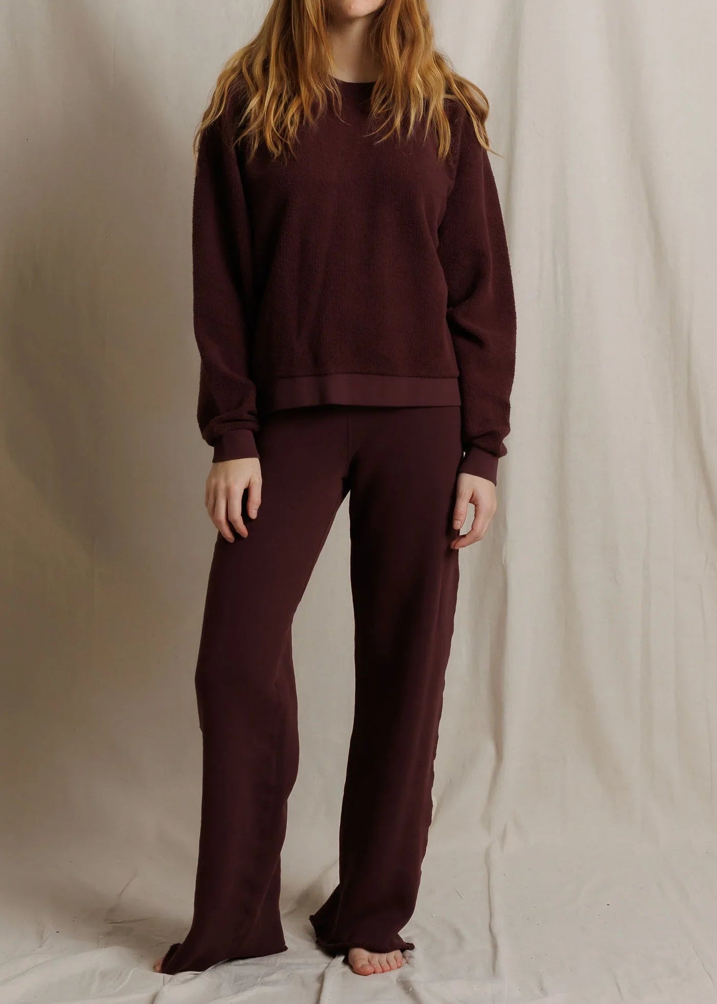 Perfect White Tee Ziggy Reverse Fleece Oversized Crew Neck Sweatshirt | Cherry Lacquer