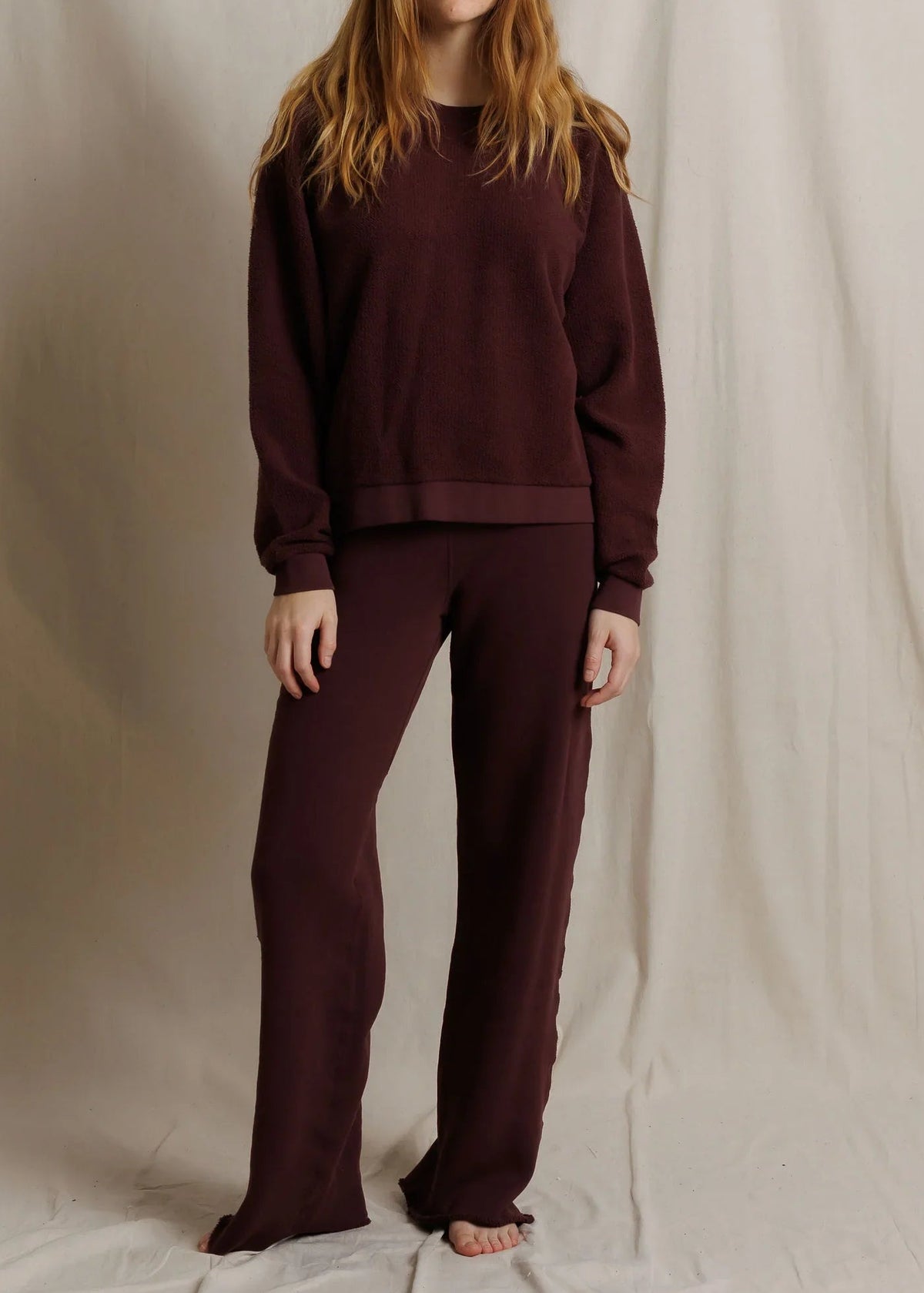 Perfect White Tee Ziggy Reverse Fleece Oversized Crew Neck Sweatshirt | Cherry Lacquer