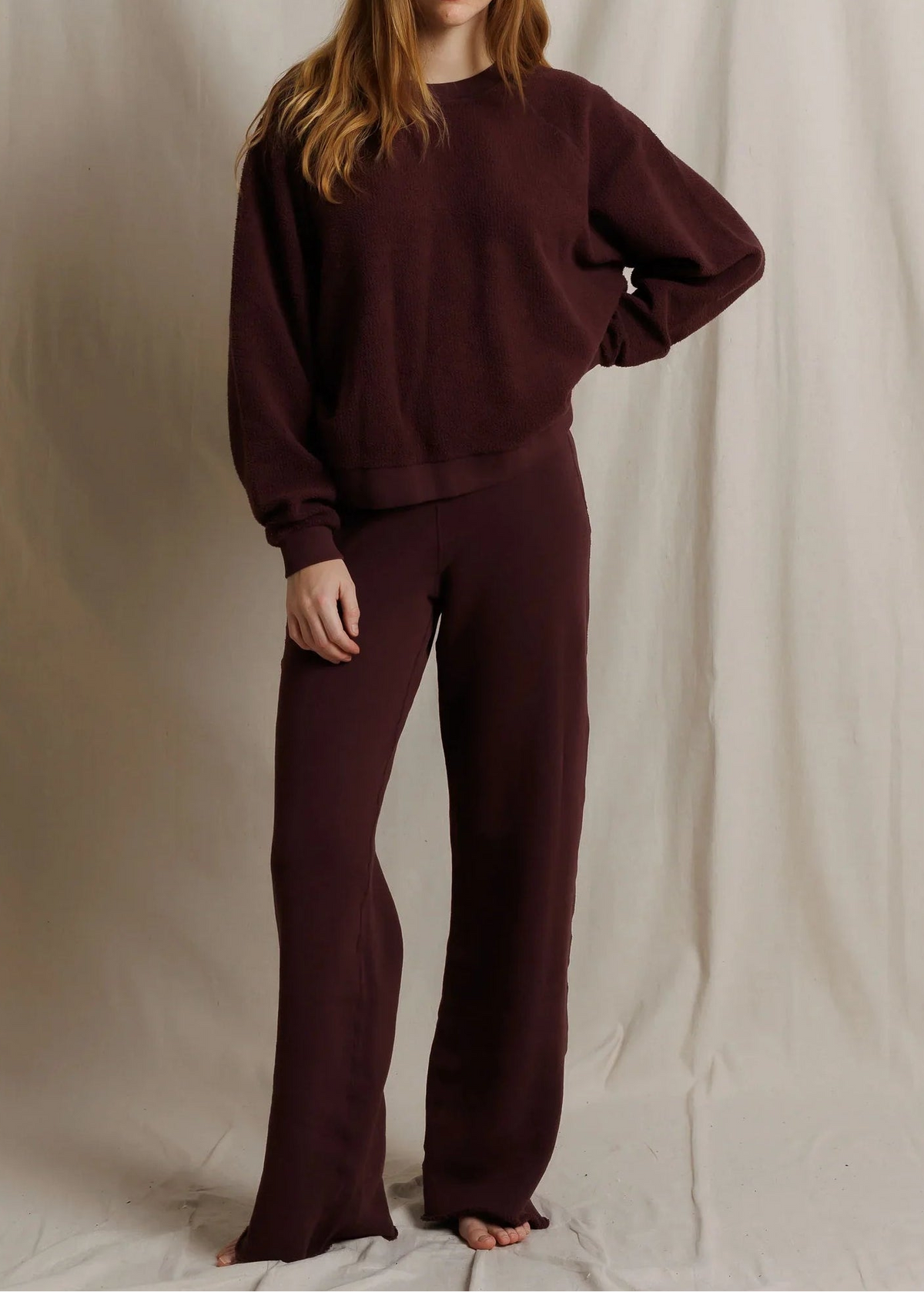 Perfect White Tee Ziggy Reverse Fleece Oversized Crew Neck Sweatshirt | Cherry Lacquer
