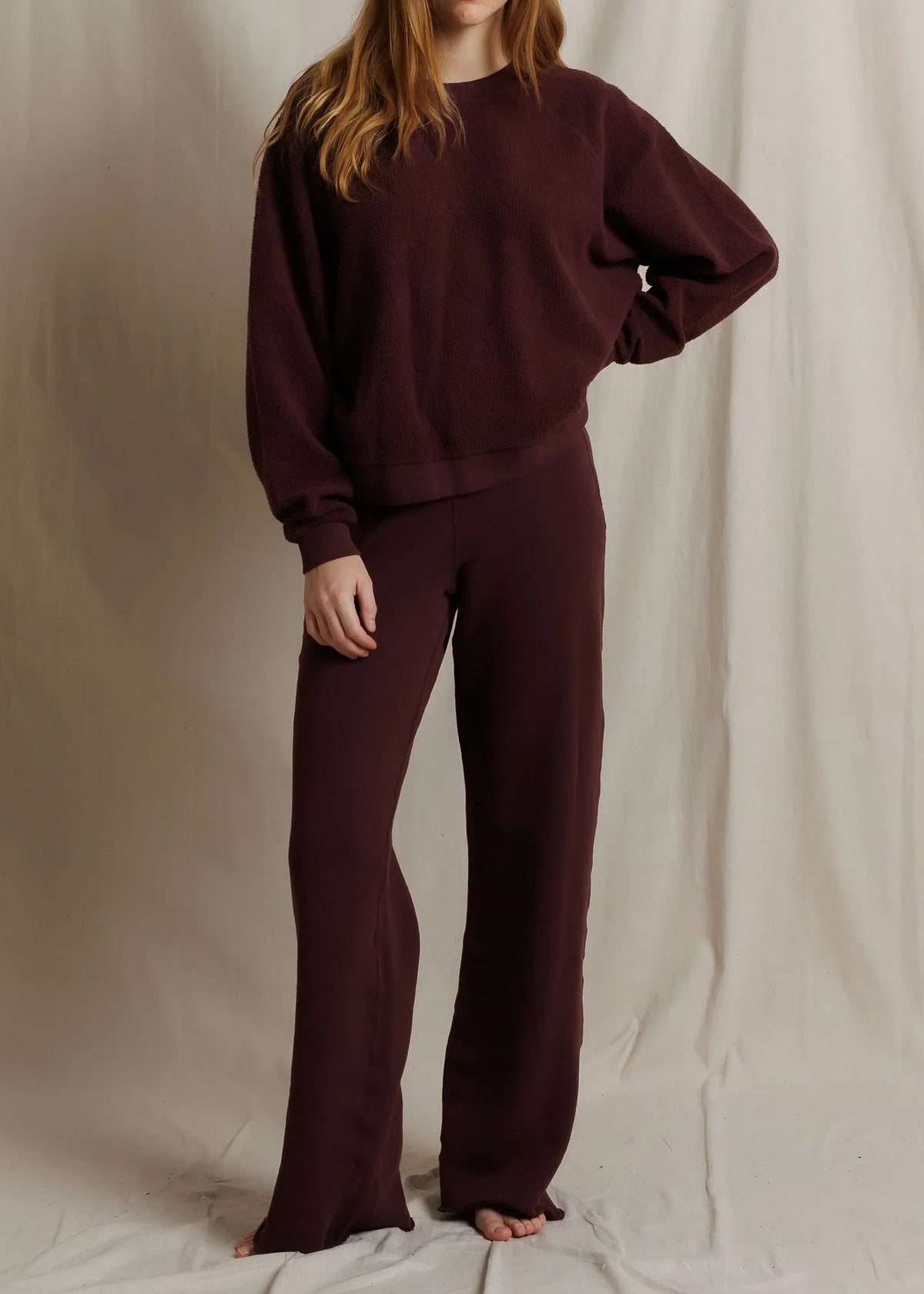 Perfect White Tee Marley Fleece Wide Leg Sweatpant | Cherry Lacquer