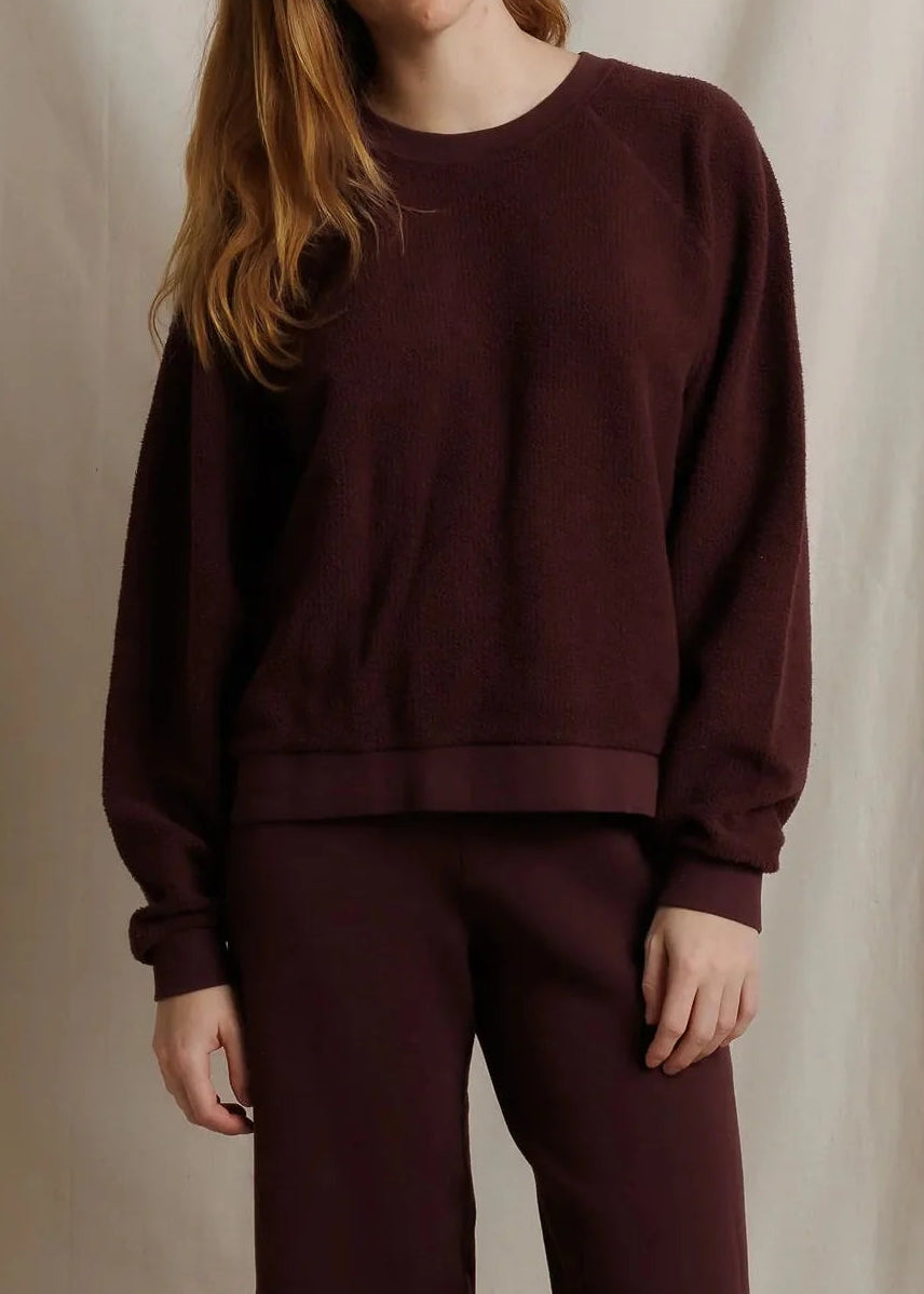 Perfect White Tee Ziggy Reverse Fleece Oversized Crew Neck Sweatshirt | Cherry Lacquer