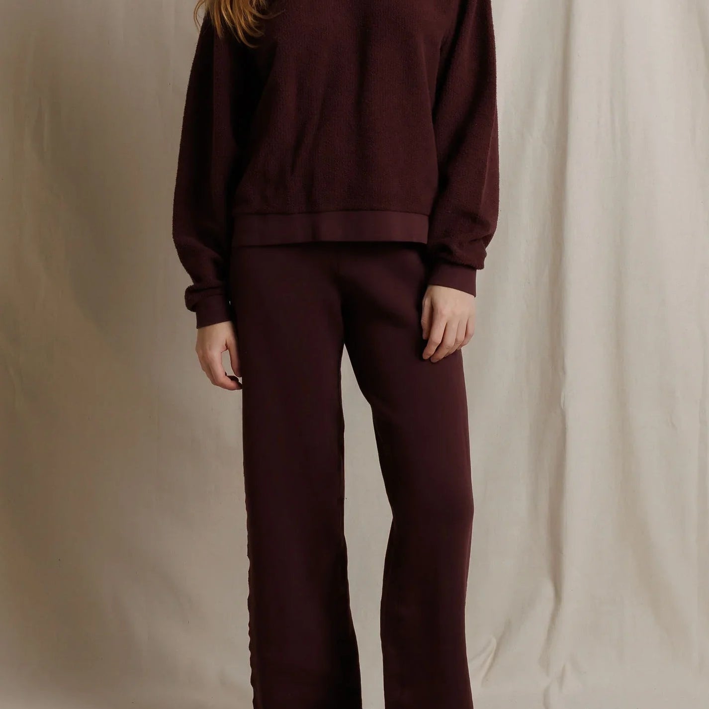 Perfect White Tee Marley Fleece Wide Leg Sweatpant | Cherry Lacquer