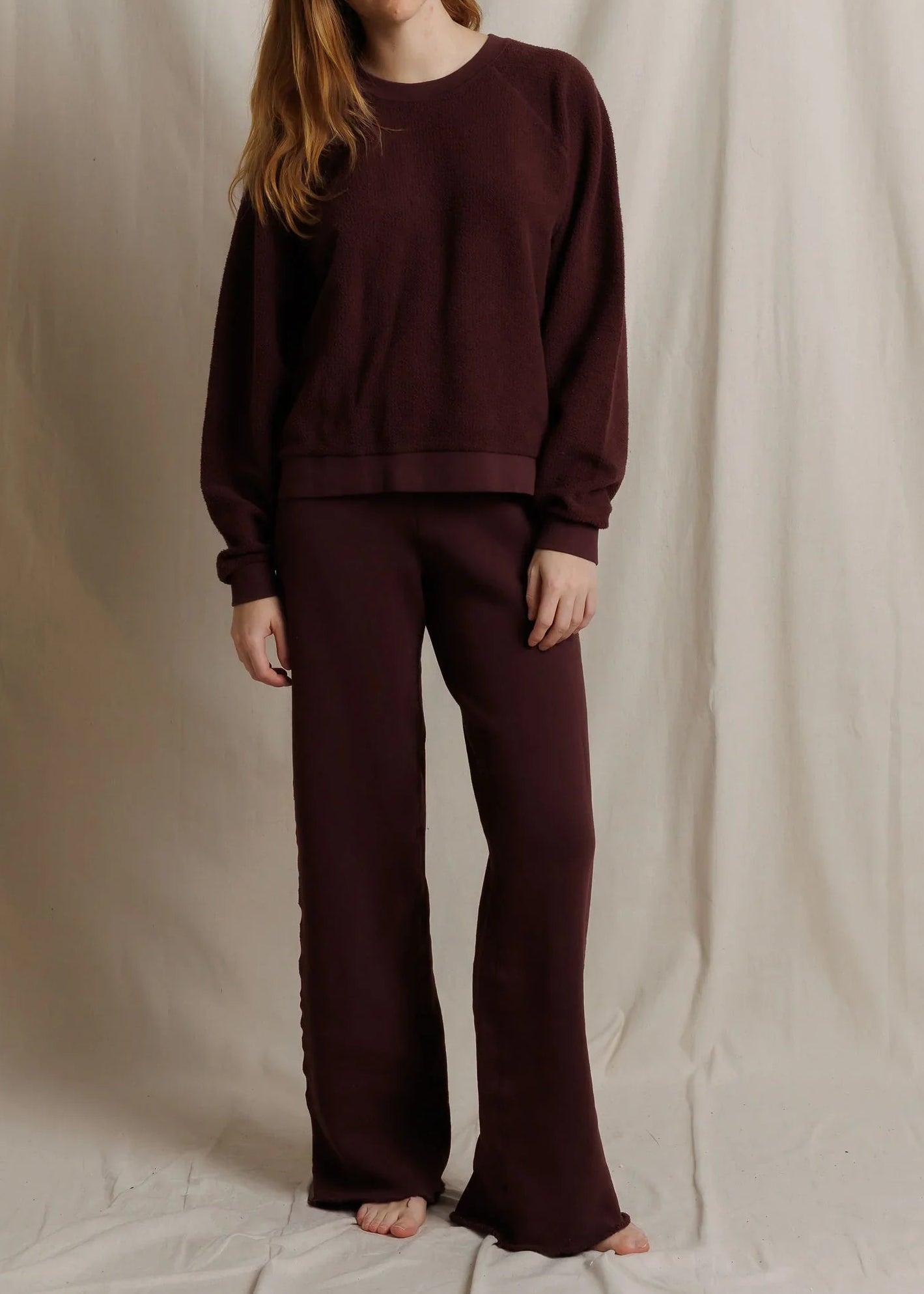 Perfect White Tee Marley Fleece Wide Leg Sweatpant | Cherry Lacquer
