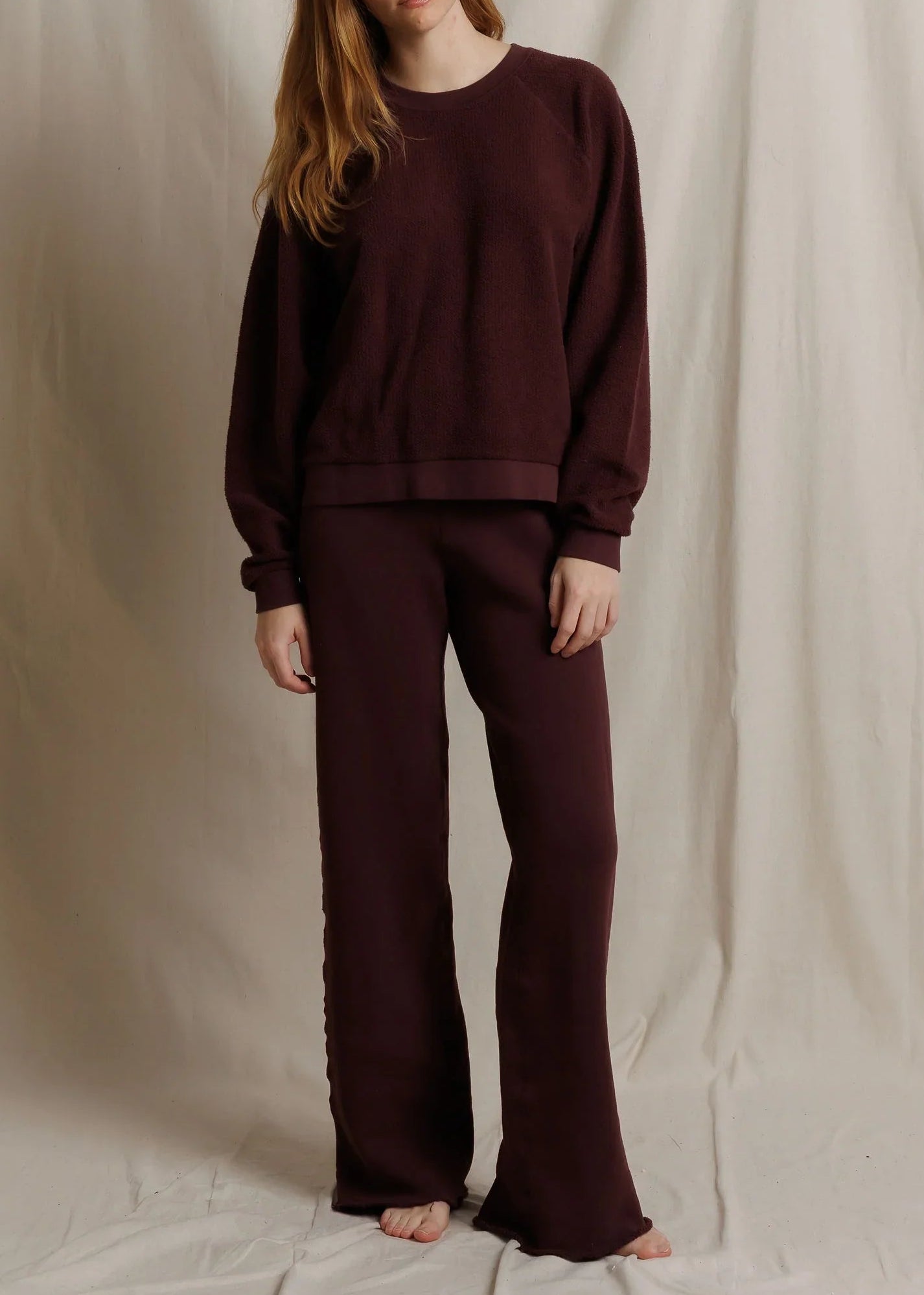 Perfect White Tee Marley Fleece Wide Leg Sweatpant | Cherry Lacquer
