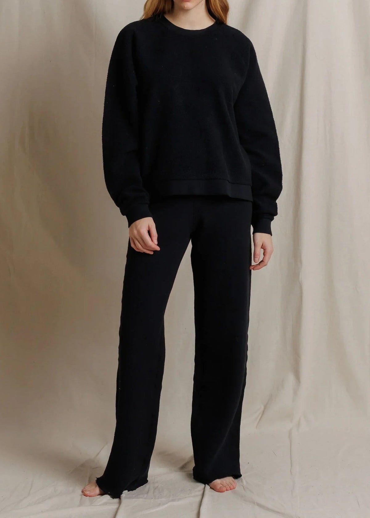 Perfect White Tee Ziggy Reverse Fleece Oversized Crew Neck Sweatshirt | True Black