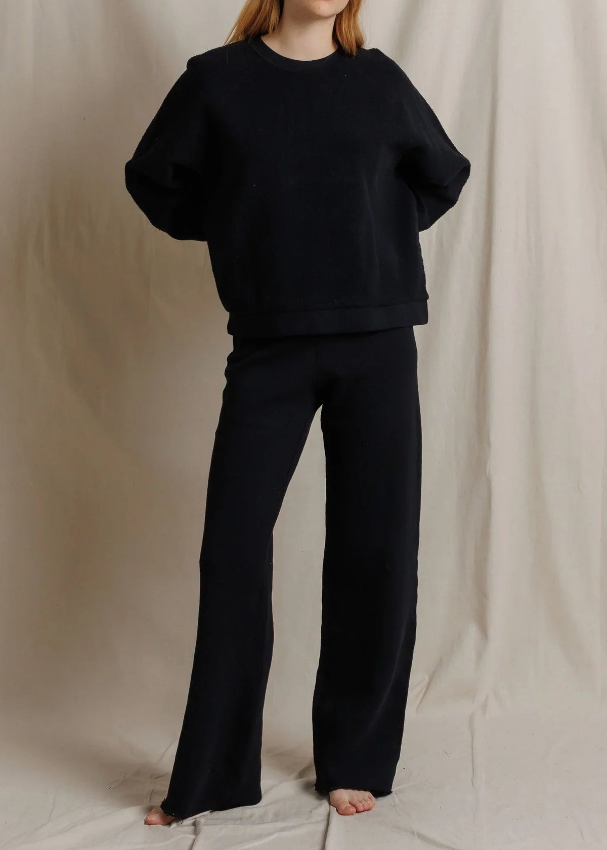 Perfect White Tee Ziggy Reverse Fleece Oversized Crew Neck Sweatshirt | True Black