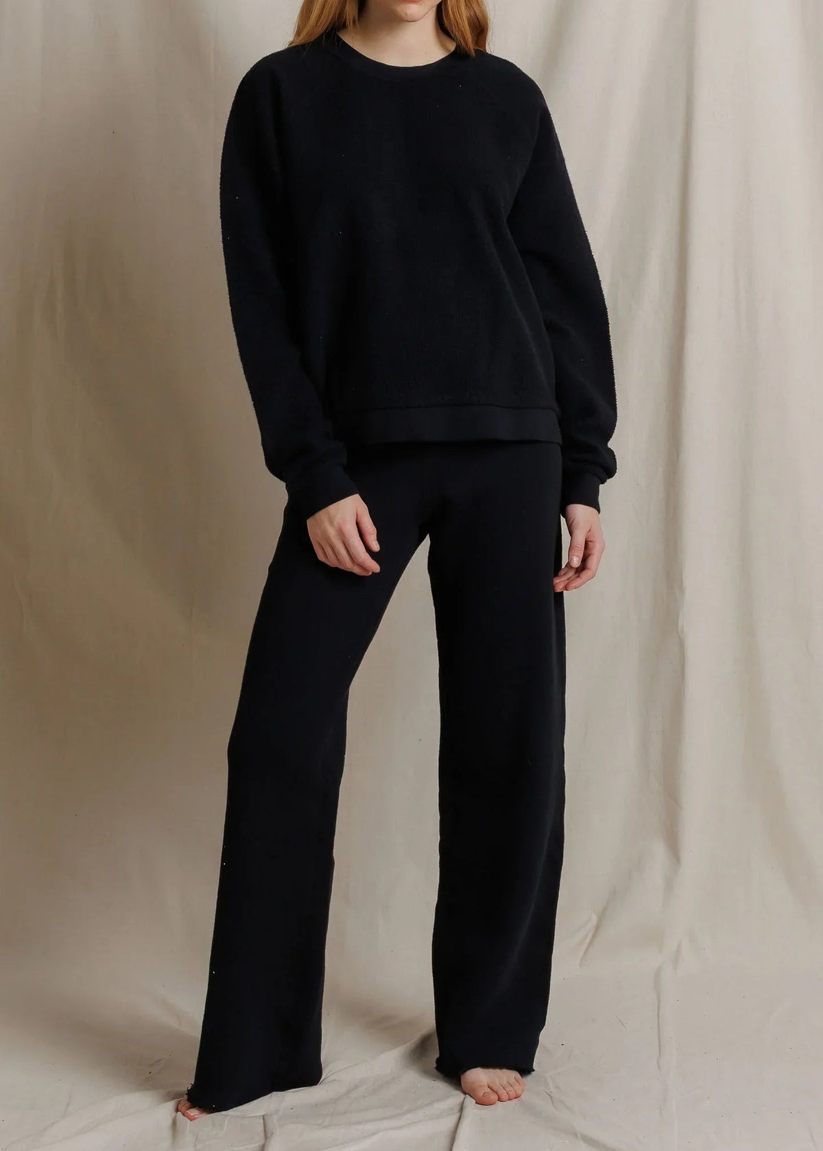 Perfect White Tee Ziggy Reverse Fleece Oversized Crew Neck Sweatshirt | True Black